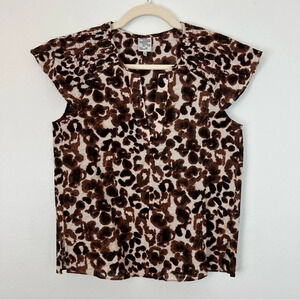 Baum Und Pferdgarten Cheetah Print Split Neck Organic Cotton Blouse Eu 32 US 0